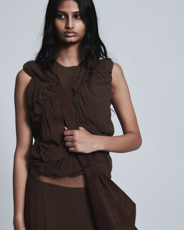 SILK CHIFFON TOP in CHOCOLATE