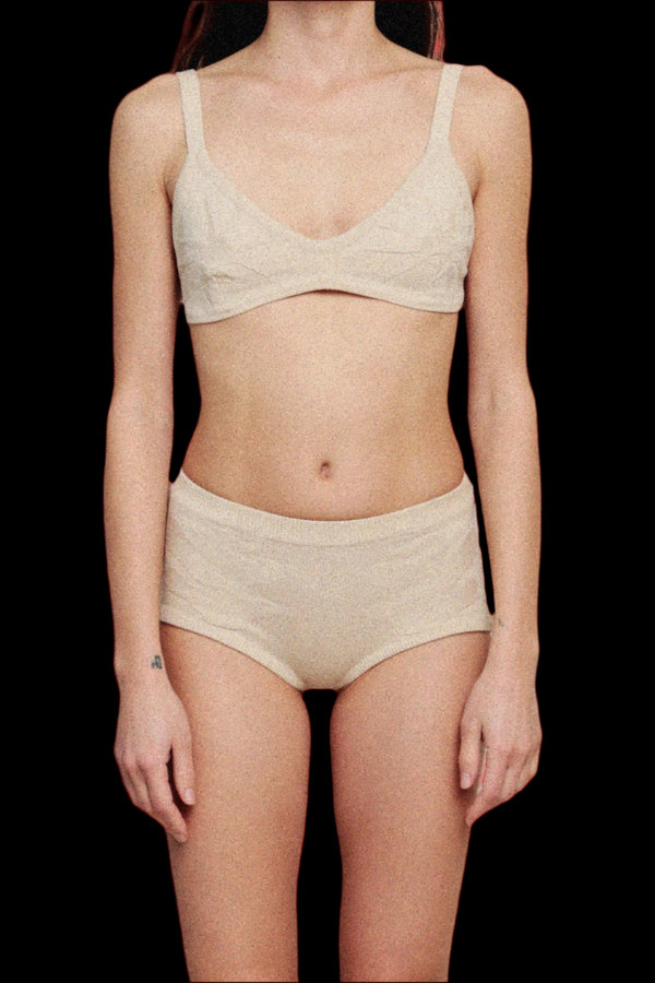 SET I - Bra and Shorts Set in Creme Knit $310